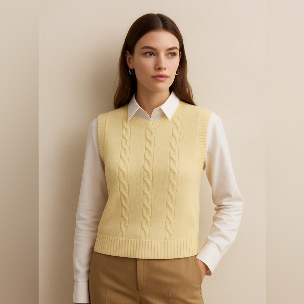 Kate Hill Cashmere Sleeveless Tank Yellow